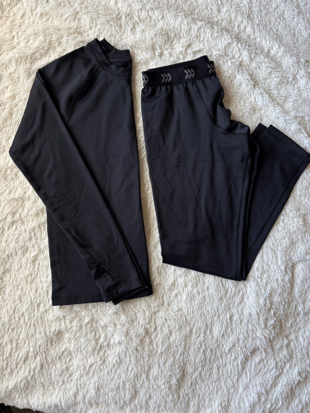 Black Active Kids Top & Bottom thermal Set